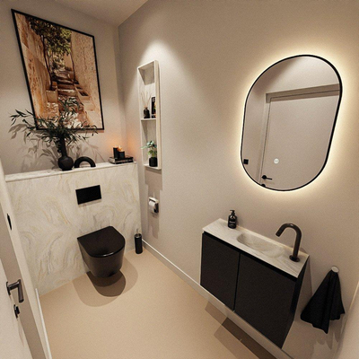 MONDIAZ TURE-DLUX Meuble toilette - 60cm - Urban - EDEN - vasque Ostra - position droite - 1 trou de robinet