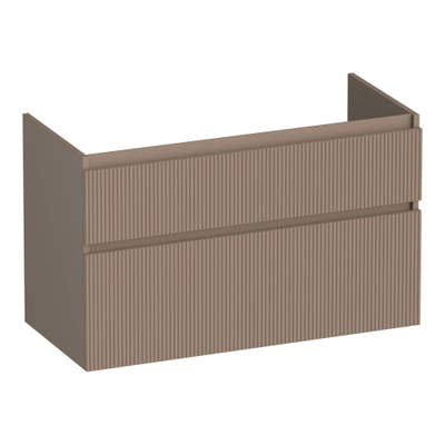 BRAUER Delight Wavy meuble de salle de bains sous-lavabo 100 2 tiroirs softclose - sans poignées - 1 découpe pour siphon - moka mat