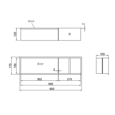 Best Design closetrolhouder 12x17x60cm inbouw met deur zwart mat