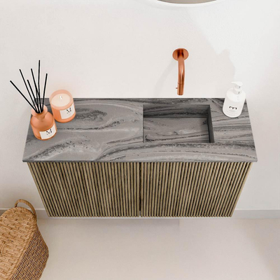 Mondiaz JOYA-DLUX 70cm toiletmeubel - kleur Dusk - Wastafel FAYE positie Rechts Zonder kraangat kleur Sombra.