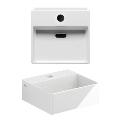 Clou Flush lave-mains 28x27cm inclus bouchon avec trou de robinet céramique blanc brillant