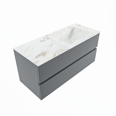 Mondiaz VICA-DLUX ensemble de meuble de salle de bain - 110cm - meuble sous-vasque plata - 2 tiroirs - lavabo encastré cloud droite - 1 trou de robinet - version haute de 60cm - frape