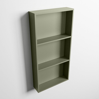 Mondiaz Easy nis 29.5x59.5x8cm voor Inbouw/opbouw 3 open vakken Solid surface Army/Army