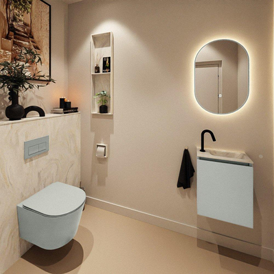 MONDIAZ TURE-DLUX 40cm toiletmeubel Greey. EDEN wastafel Ostra positie rechts. Met 1 kraangat.