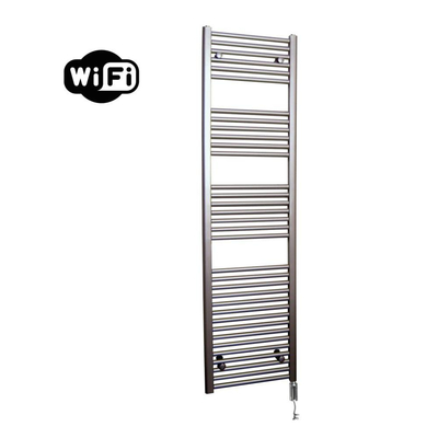 Sanicare HVW Elektrische Radiator - 172x45cm - 920W - wifi - thermostaat - chroom - rechtsonder - inox look (zilver)