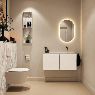 MONDIAZ TURE-DLUX 100cm toiletmeubel Talc. EDEN wastafel Glace positie rechts. Zonder kraangat.