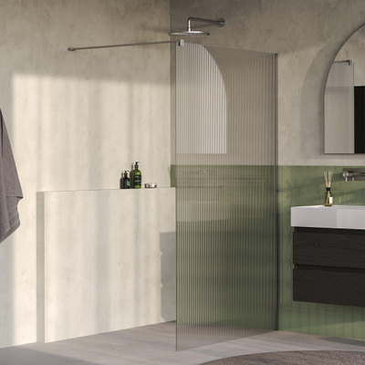 BRAUER Oblivion Paroi de douche à l'italienne - 120x200cm - verre strié clair - revêtement de verre - PVD - acier inoxydable brossé