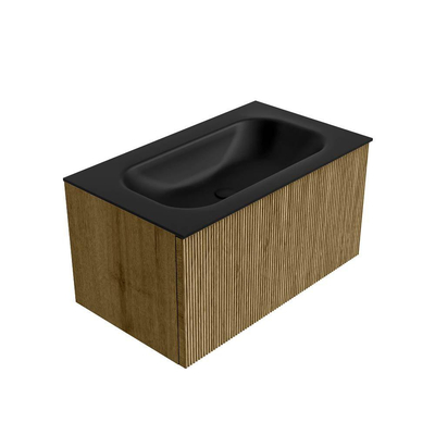 Ensemble de meuble Mondiaz KURVE - 80x46x40cm - 1 tiroir - lavabo en solid surface - centre - 1 trou de robinet - Dusk