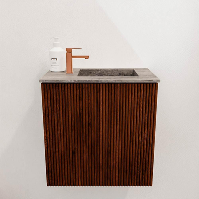 Mondiaz JOYA-DLUX 40cm toiletmeubel - kleur Ruby - Wastafel FAYE positie Rechts 1 kraangat kleur Oza.