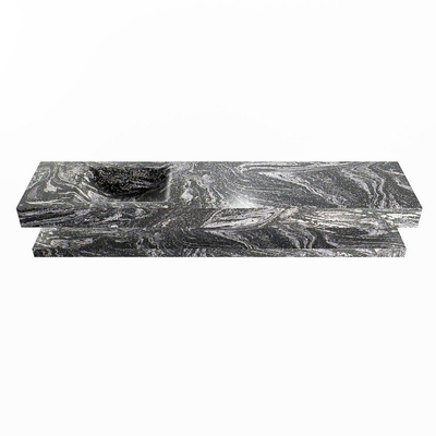 MONDIAZ ALAN - DLUX Badkamermeubelset - 200cm - planchet - Lava - vrijhangende wastafel - wasbak links - 0 kraangaten - Lava