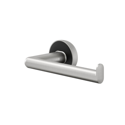 Tiger Cooper Toiletrolhouder - zonder klep - met L-vorm - geborsteld RVS/zwart