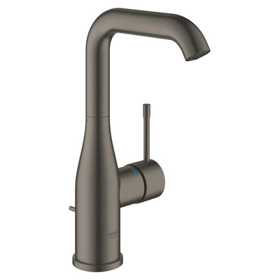 GROHE Essence New Wastafelkraan Opbouw - uitloop 12.7cm - L-size - hoge draaibare uitloop - waste - EcoJoy - brushed hard graphite SHOWROOMMODEL