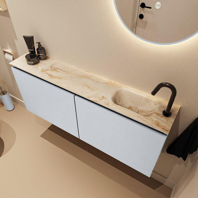 MONDIAZ TURE-DLUX 120cm toiletmeubel Clay. EDEN wastafel Frappe positie rechts. Met 1 kraangat.