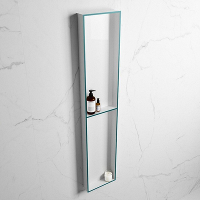 Mondiaz Easy nis 29.5x89.5x8cm voor Inbouw/opbouw 2 open vakken Solid surface Talc/Smag