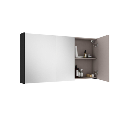 Adema Prime Spiegelkast - 120x63x16cm - inclusief zijpanelen - mat zwart