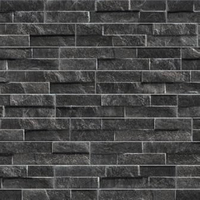 Kerabo carreau de mur strip rock noir 7,5x38,5 cm aspect pierre naturelle noir mat