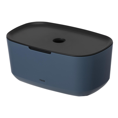 Tiger Tess Boîte de rangement avec couvercle autoportante Bleu Noir