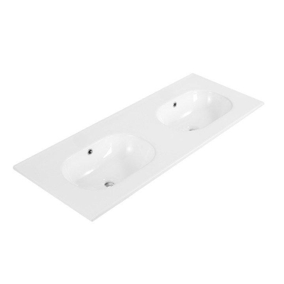 Saniclass Chaci Wastafel - 120x46x14cm - zonder kraangaten - keramiek - wit