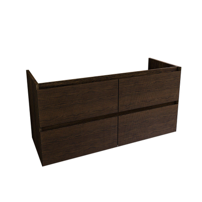 Saniclass Holz Atelier Meuble de salle de bain - 120x45x60cm - lavabo en céramique blanc - 2 vasques - 2 trous de robinet - 2 tiroirs - Charcoal