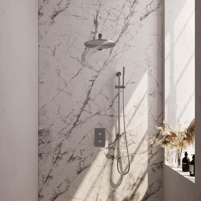 Brauer Brushed Edition Ensemble de douche pluie encastré - douche principale 30cm - bouton lisse - douchette à main 1 fonction - barre de douche - PVD - inox brossé