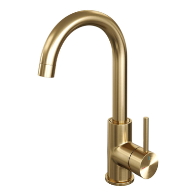 Brauer Gold - Édition Ensemble de robinet mélangeur à poser - haut - pivotant - bec rond - modèle a - PVD - or brossé