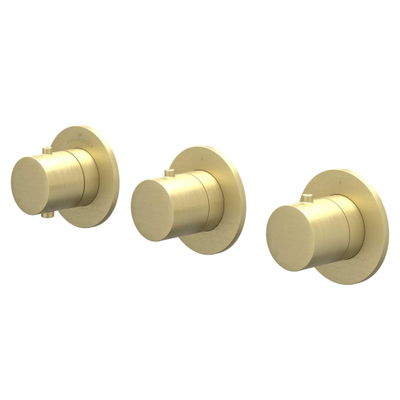 IVY Bond Ensemble de douche de tête - encastré - symmetry - 2 robinets d'arrêt - bras de plafond 15cm - douche de tête medium 20cm - support avec sortie - flexible de douche 150cm - douchette à main modèle barre - Or mat brossé PVD