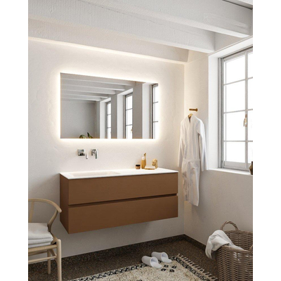 MONDIAZ VICA Ensemble de meuble salle de bain - 120cm - 2 tiroirs - lavabo Cloud gauche - 0 trous de robinet - solid surface rouille