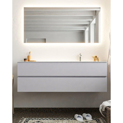 Mondiaz VICA ensemble de meuble de salle de bain - 150cm - meuble sous-vasque cale - 2 tiroirs - lavabo moon droite - 1 trou de robinet - miroir LED - version XL 60cm haut