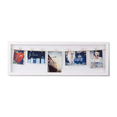 Umbra Clothesline cadre photo 24x72x4cm polyester blanc