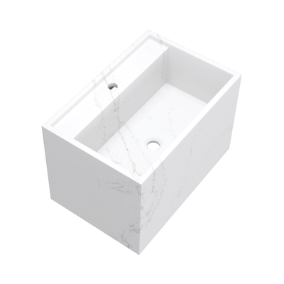 BRAUER Nova wastafel - 60x46x40cm - incl. verborgen ophangbeugels - 1 wasbak - 1 kraangat - composiet - marmerlook - Calacatta Gold