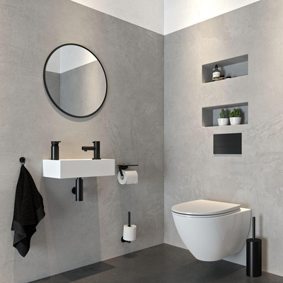 Porte-brosse WC Tiger Noon - fermé - sur pied - noir