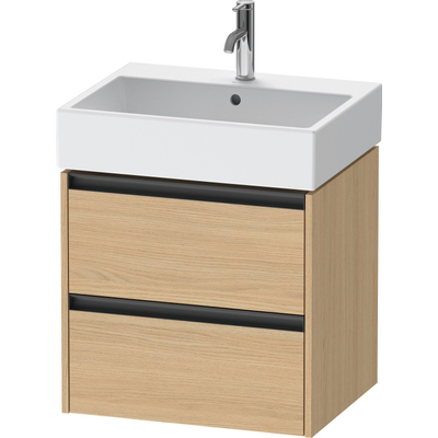 Duravit Ketho.2 Wastafelonderbouwkast - met 2 laden - 58.4x46x54.9cm - met grepen antraciet - natuur eiken mat