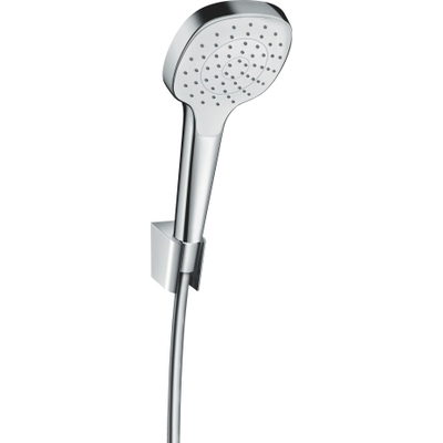 Hansgrohe Croma select e PorterS badset - met Croma - select E - 1jet - handdouche - met wandhouder - met isiflex B - doucheslang - 125cm wit/chroom - wit chroom