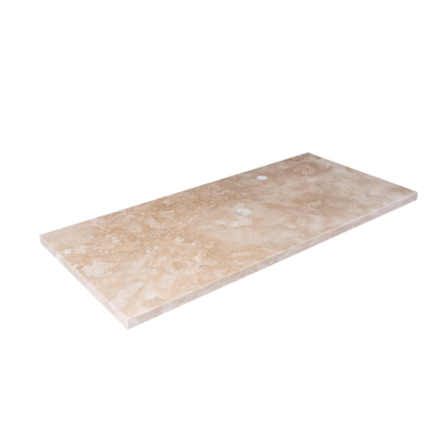 Saniclass Travertine plan sous vasque - 100x46cm - 1 trou de robinet - 1 découpe pour le siphon - pierre naturelle marbrée