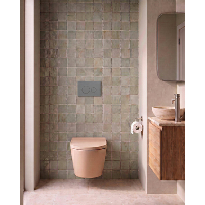 QeramiQ Dely Toiletset - 36.3x51.7cm - Geberit UP720 inbouwreservoir - rimless - diepspoel - 35mm zitting - softclose - bedieningsplaat licht grijs - ronde knoppen - mat beige