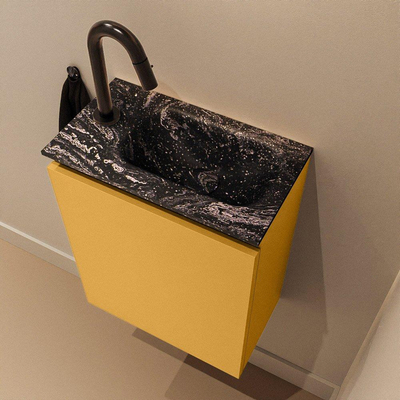 MONDIAZ TURE-DLUX 40cm toiletmeubel Ocher. EDEN wastafel Lava positie rechts. Met 1 kraangat.