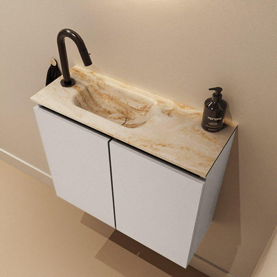 MONDIAZ TURE-DLUX 60cm toiletmeubel Linen. EDEN wastafel Frappe positie links. Met 1 kraangat.