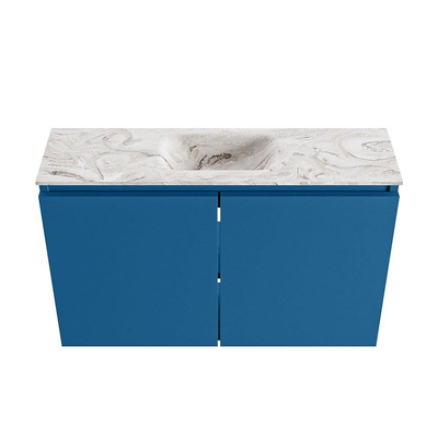 MONDIAZ TURE-DLUX 80cm toiletmeubel Jeans. EDEN wastafel Glace positie midden. Met 1 kraangat.