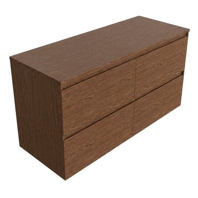 Saniclass Holz Pure Ensemble de meubles de salle de bains - 120x45x60cm - plan supérieur - sans trou de robinetterie - 2 tiroirs - walnut pure mat (bois)