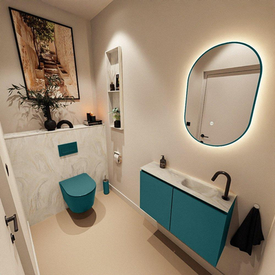 MONDIAZ TURE-DLUX 80cm toiletmeubel Smag. EDEN wastafel Ostra positie rechts. Met 1 kraangat.