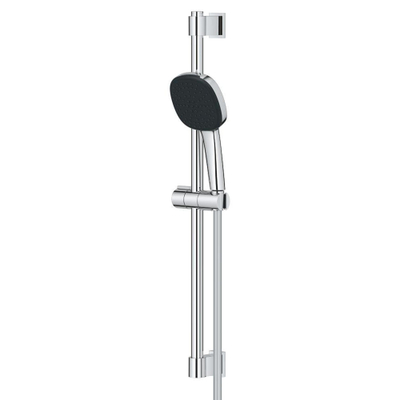 GROHE Vitalio Comfort 110 Ensemble barre de douche - 60cm - douchette à main carrée - 2 types de jets - flexible de douche lisse - chrome