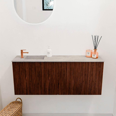 Mondiaz JOYA-DLUX 100cm toiletmeubel - kleur Ruby - Wastafel FAYE positie Links 1 kraangat kleur Glace.