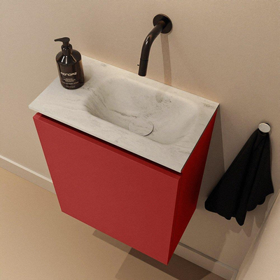 MONDIAZ TURE-DLUX 40cm toiletmeubel Fire. EDEN wastafel Opalo positie rechts. Zonder kraangat.