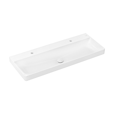 Hansgrohe Xelu Q wastafel - 120x48x8cm - 2 kraangaten - opzet - wit