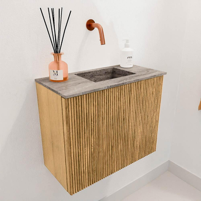 Mondiaz JOYA-DLUX 50cm toiletmeubel - kleur Oak - Wastafel FAYE positie Rechts Zonder kraangat kleur Oza.