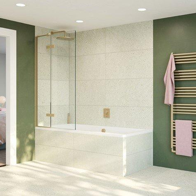 Crosswater Optix 10 Badwand - 90x150cm - links - geborsteld messing (goud)