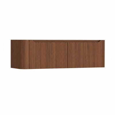 H&R Badmeubelen Juice Wastafelonderkast - 140x45x40cm - linkerhoek afgerond - 3D-front - 2 lades - geïntegreerde greep - dark oak