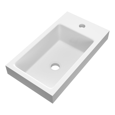 BRAUER Foggia Lave-main WC 40x22cm 1 trou de robinet avec trop plein marbre minéral Blanc mat