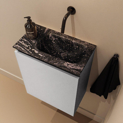 MONDIAZ TURE-DLUX Meuble WC 40 cm Plata. Lavabo EDEN Lava position droite. Sans trou de robinet.
