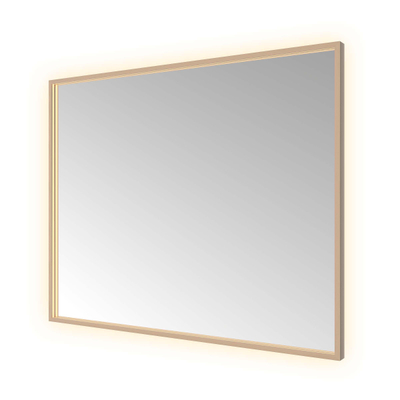 Hotbath &MORE Spiegel - 100x80cm - directe en indirecte LED - color changing - spiegelverwarming - dimbaar - met afstandsbediening - PVD - geborsteld zwart (koper)